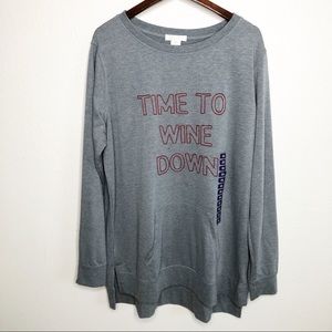 Womens Time to Wine Down Soft French Terry Top